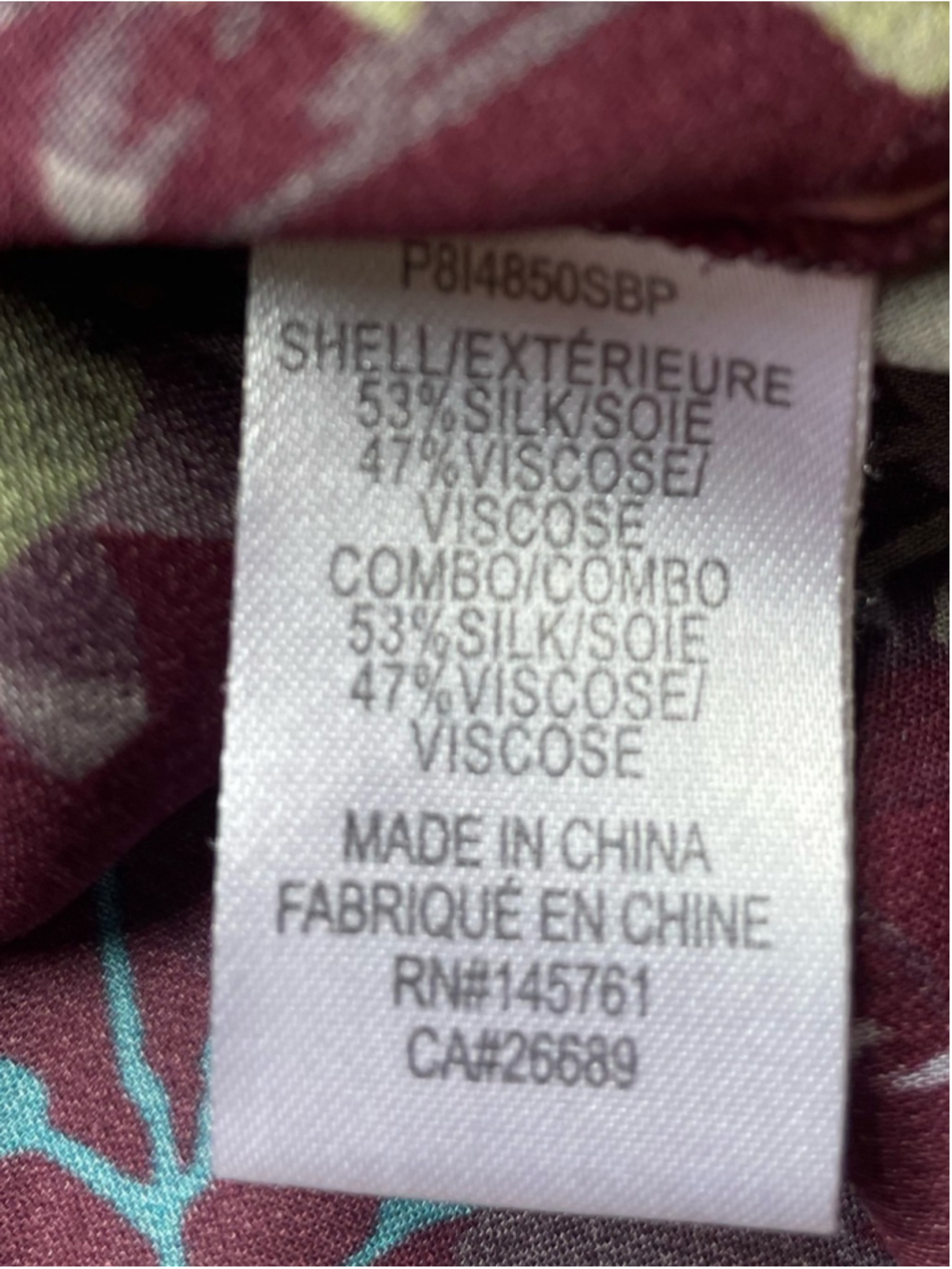 Parker silk blend Floral Burgundy Ruffle V-Neck Blouse top - Picture 8 of 10